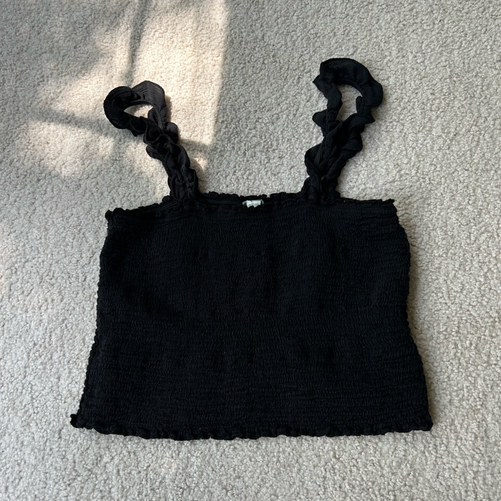 Aerie Medium Black Smocked Tank Top